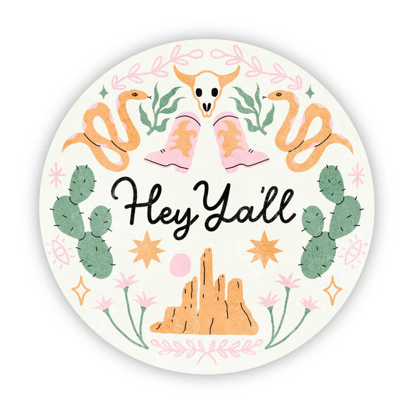 Hey Y'all Western Theme Sticker