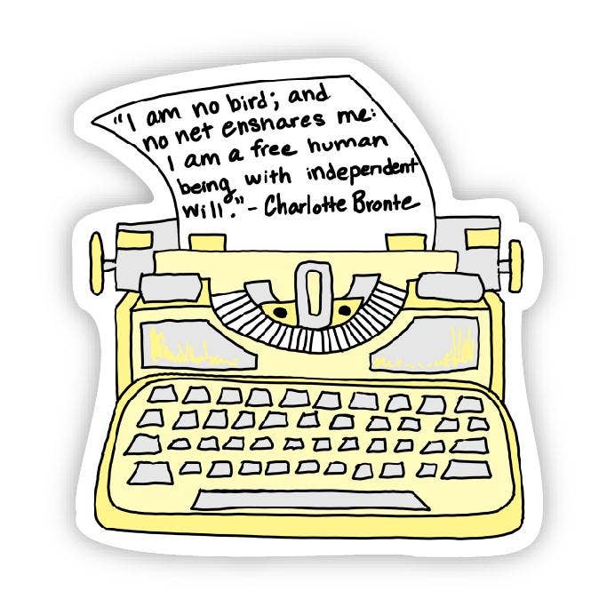 I am no bird yellow typewriter (Charlotte Bronte Sticker)