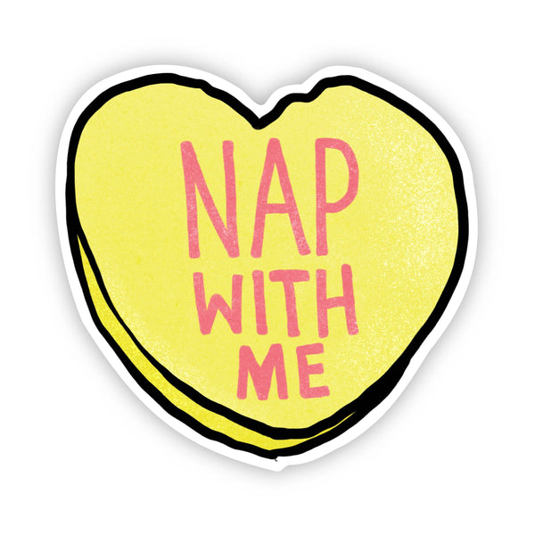 Nap With Me Heart Sticker