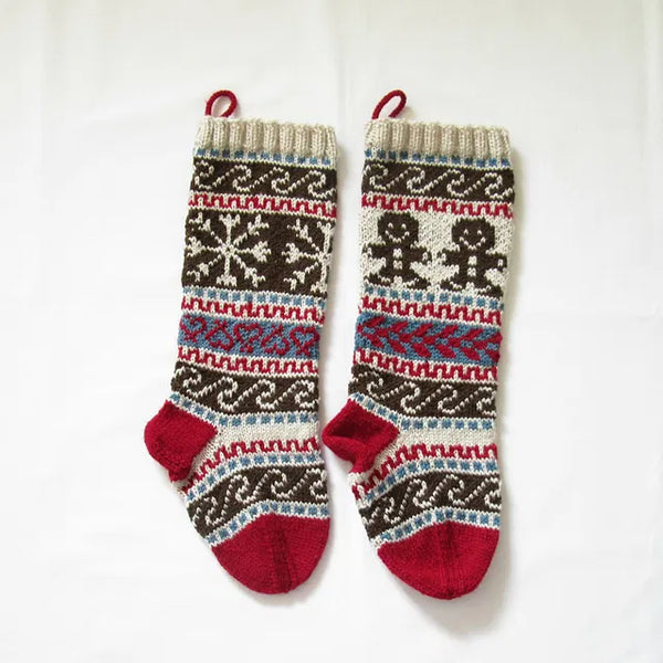 Gingerbread Man and Snowflake Stockings - Green Light