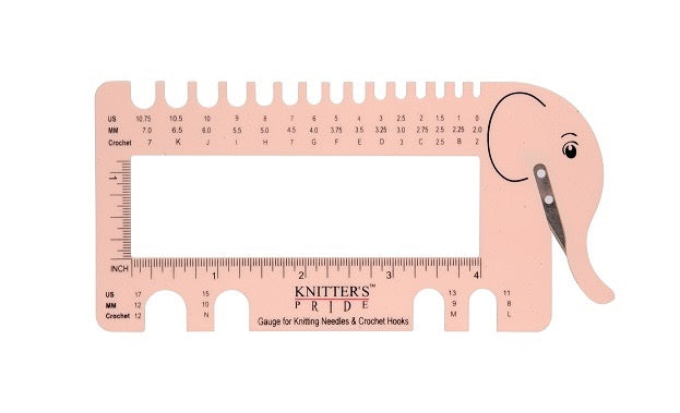 Elephant Needle Gauge and Yarn Cutter - Blush