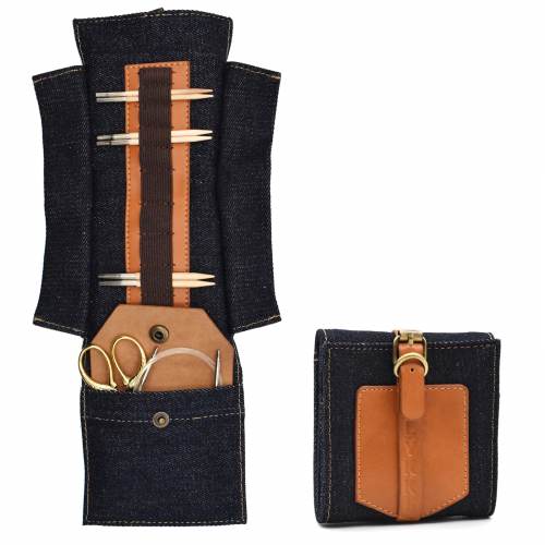 Taylor 3.5” Denim and Vegan Leather Interchangeable Needle Case